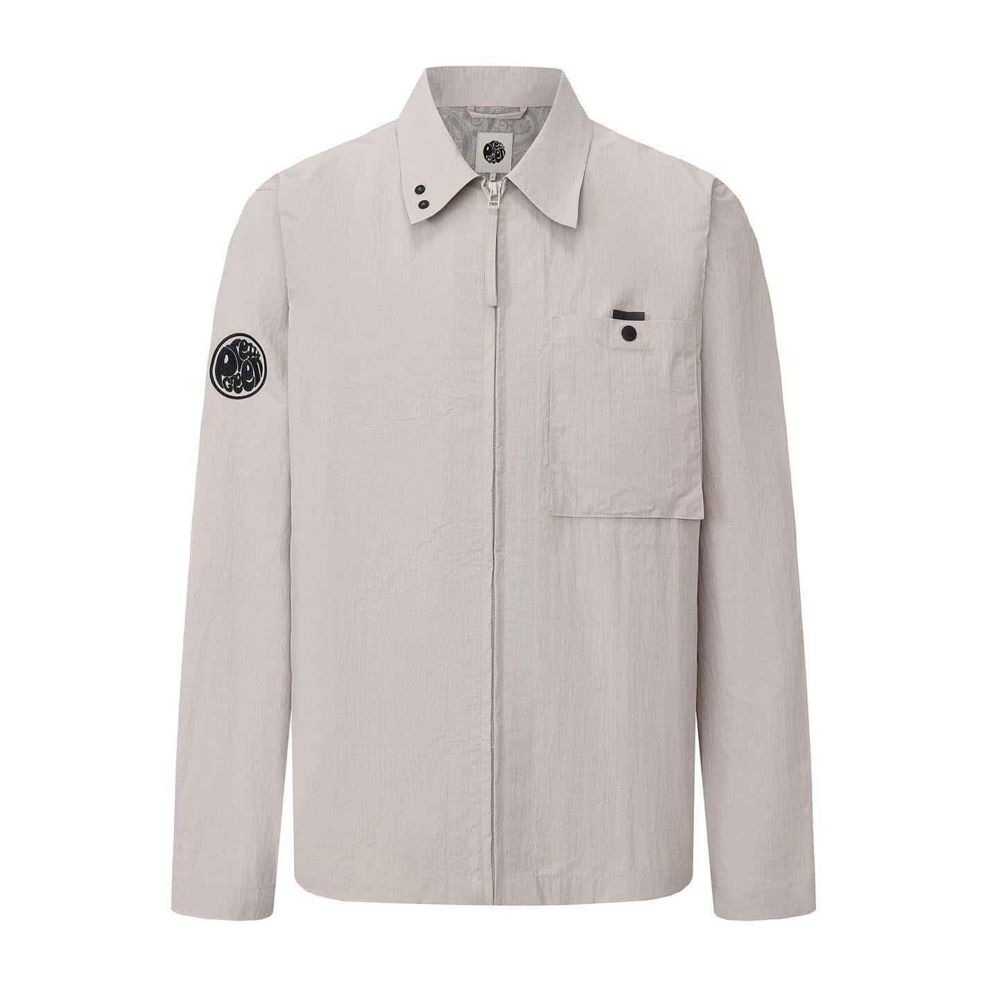 Light Grey - Front - Pretty Green Mens Nylon Overshirt