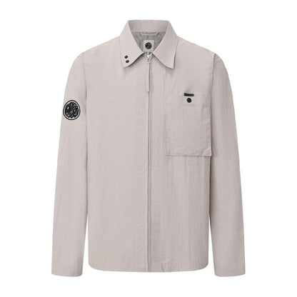 Light Grey - Front - Pretty Green Mens Nylon Overshirt