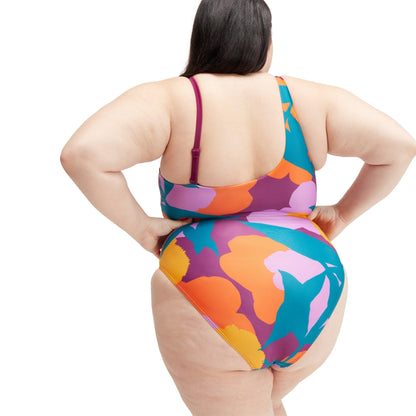 Green-Orange Print - Lifestyle - Speedo Womens-Ladies Floral Pattern One Piece Swimsuit