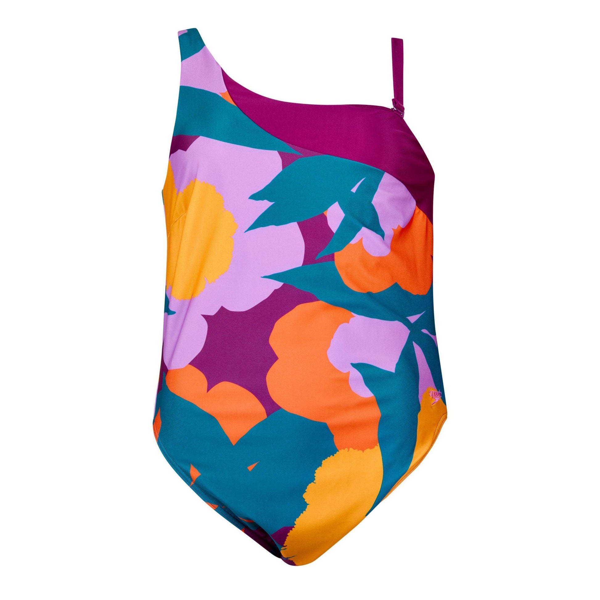 Green-Orange Print - Front - Speedo Womens-Ladies Floral Pattern One Piece Swimsuit