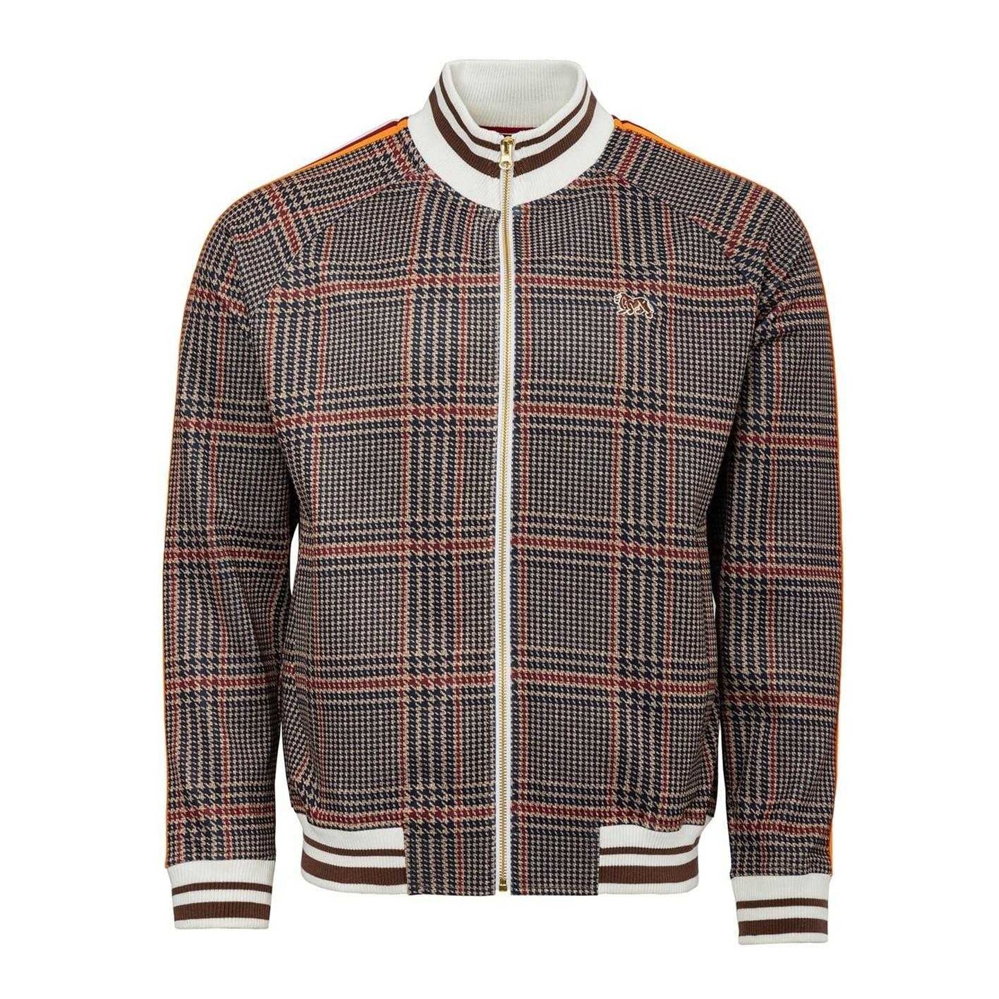 Beige - Back - Lonsdale Mens Check Plaid Tracksuit