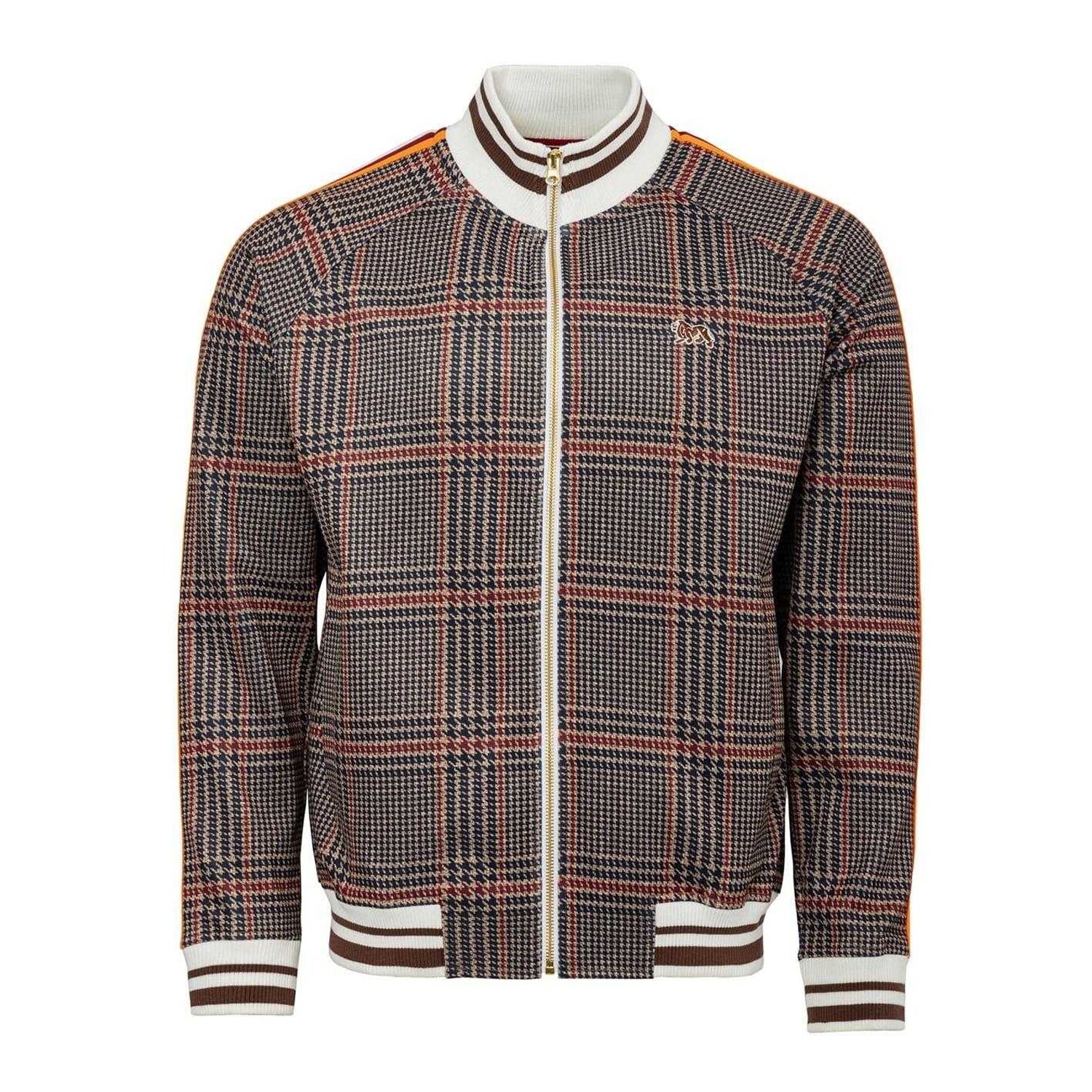 Beige - Back - Lonsdale Mens Check Plaid Tracksuit