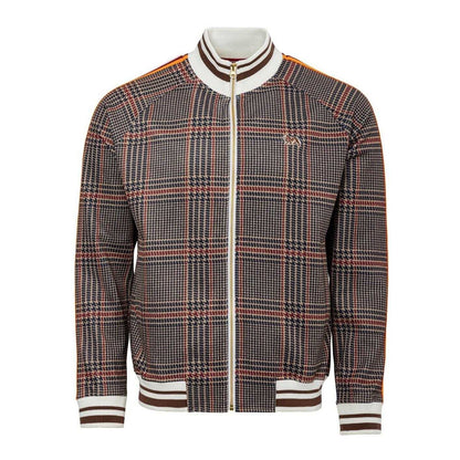 Beige - Back - Lonsdale Mens Check Plaid Tracksuit