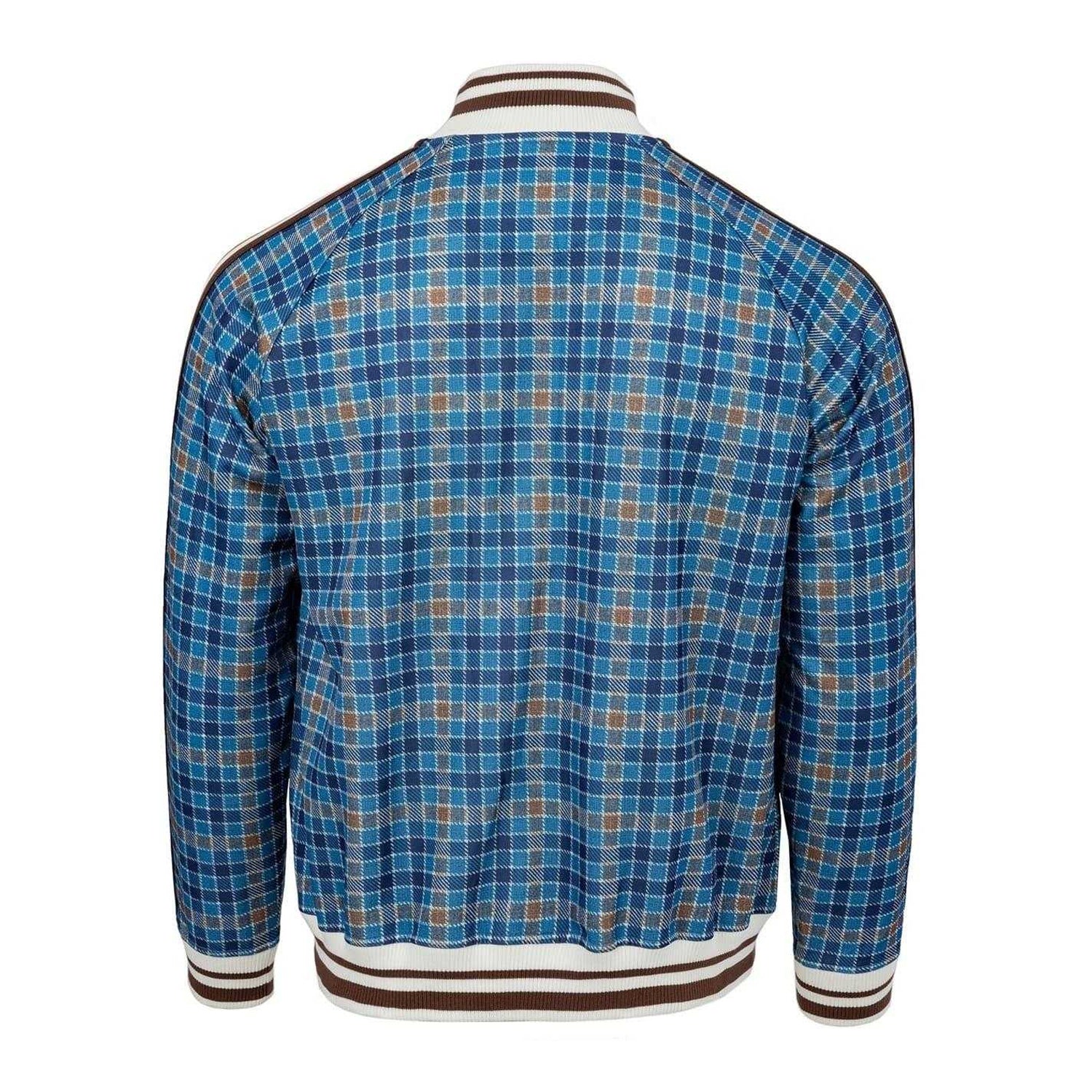 Navy - Side - Lonsdale Mens Check Plaid Tracksuit