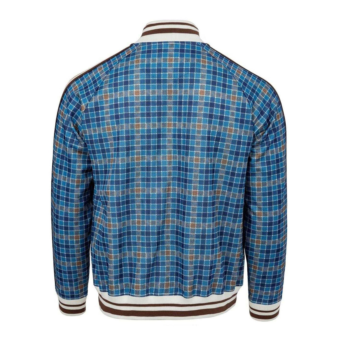 Navy - Side - Lonsdale Mens Check Plaid Tracksuit