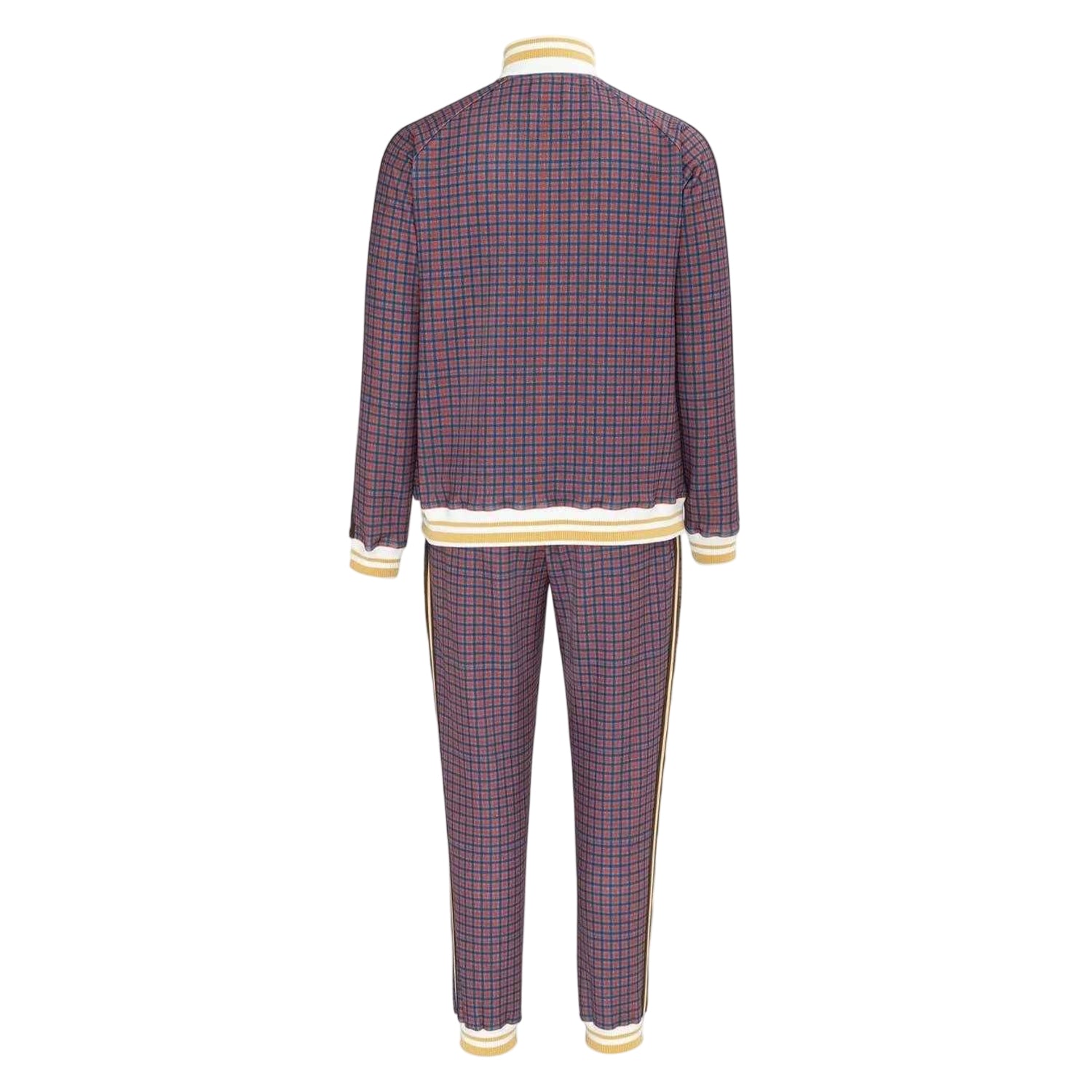 Red - Back - Lonsdale Mens Check Plaid Tracksuit