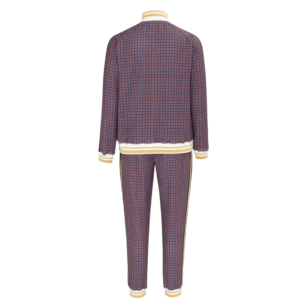 Red - Back - Lonsdale Mens Check Plaid Tracksuit