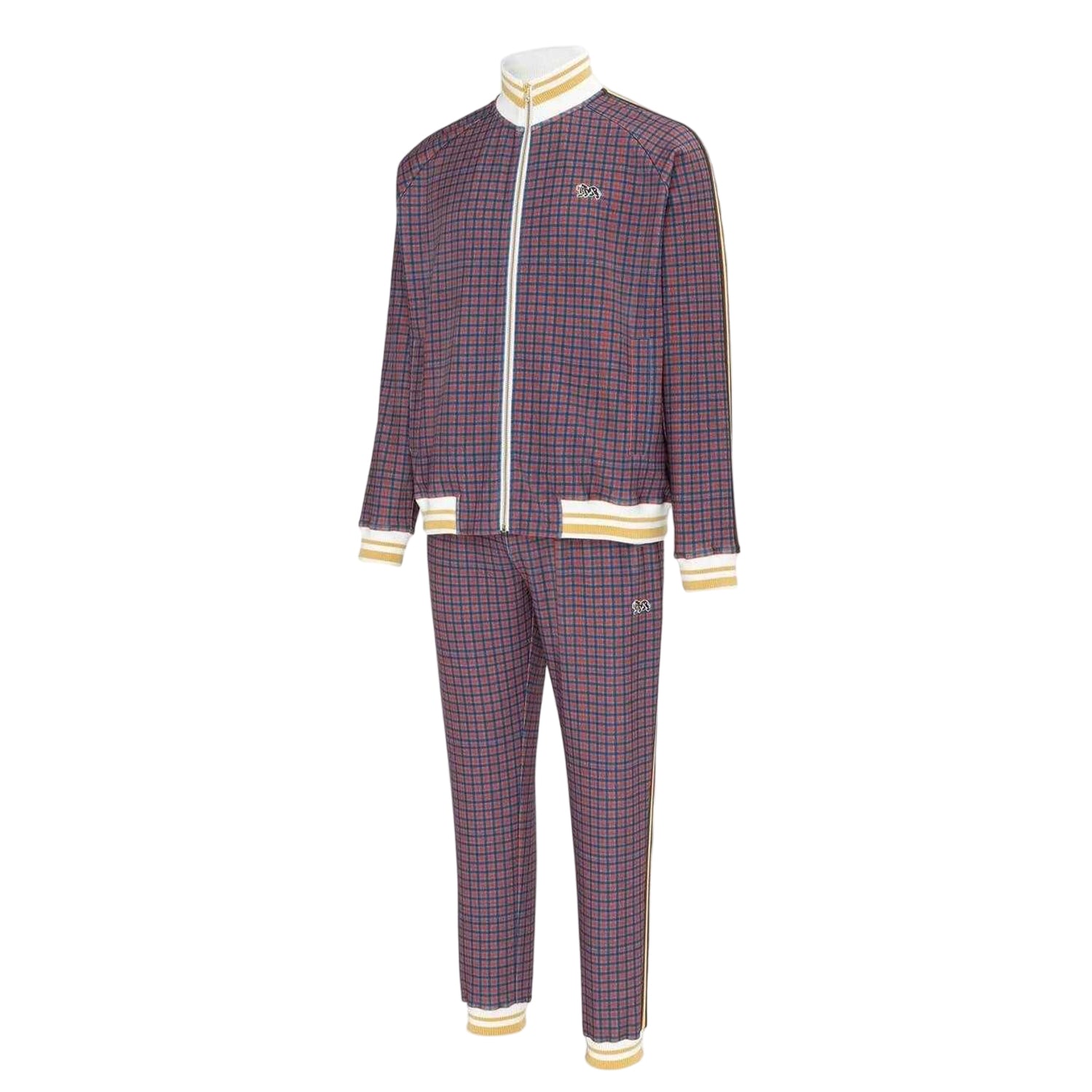 Red - Side - Lonsdale Mens Check Plaid Tracksuit