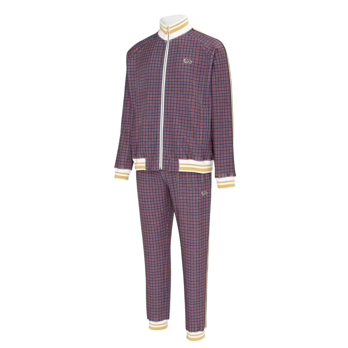 Red - Side - Lonsdale Mens Check Plaid Tracksuit