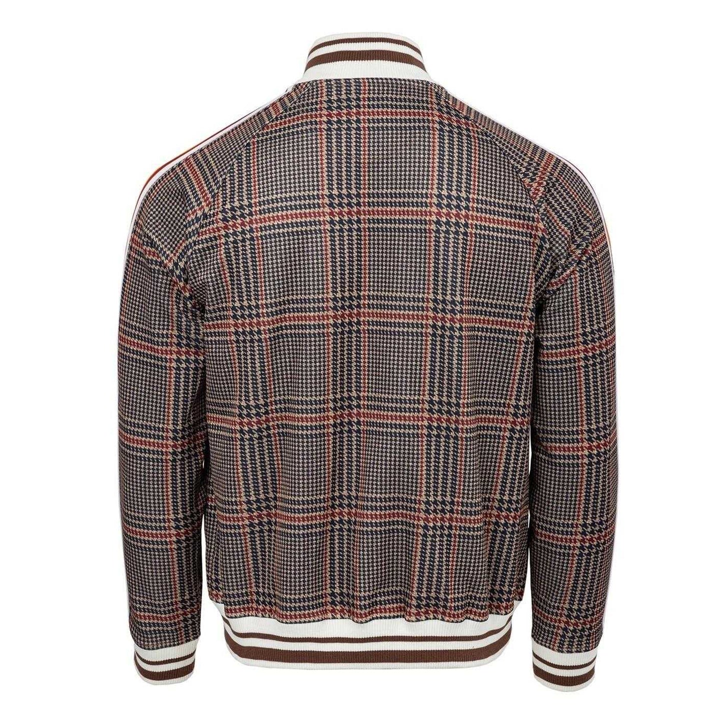 Beige - Side - Lonsdale Mens Check Plaid Tracksuit