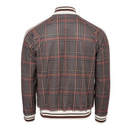 Beige - Side - Lonsdale Mens Check Plaid Tracksuit