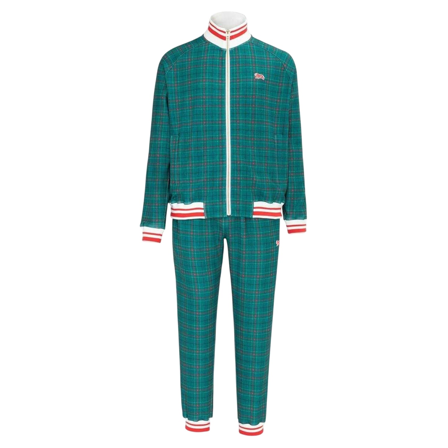 Green - Front - Lonsdale Mens Check Plaid Tracksuit