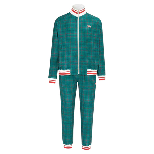 Green - Front - Lonsdale Mens Check Plaid Tracksuit