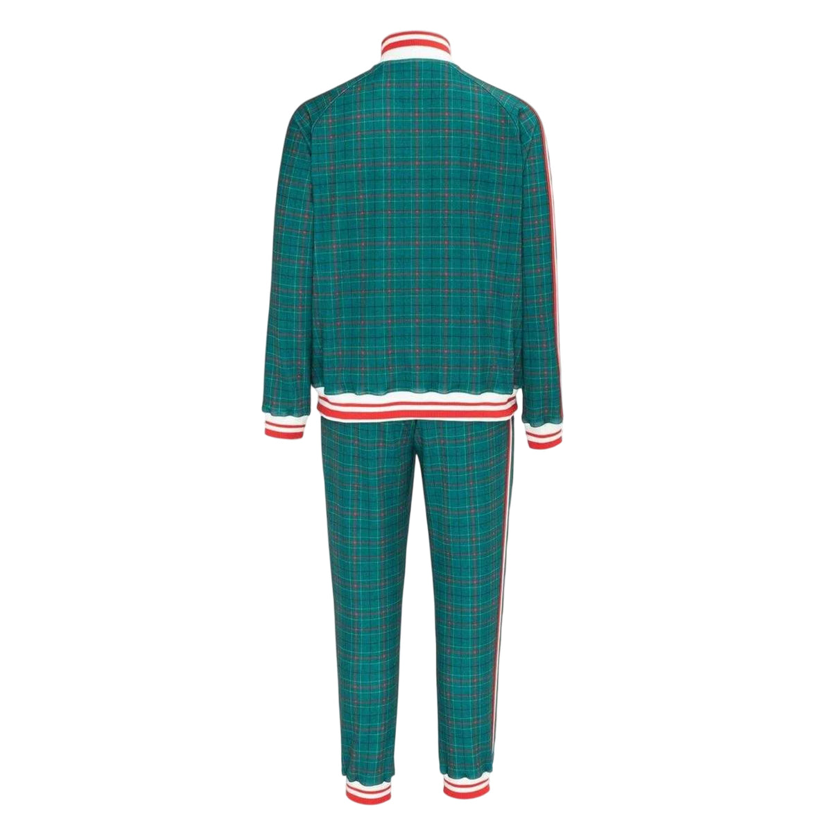 Green - Back - Lonsdale Mens Check Plaid Tracksuit