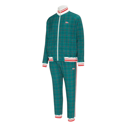Green - Side - Lonsdale Mens Check Plaid Tracksuit