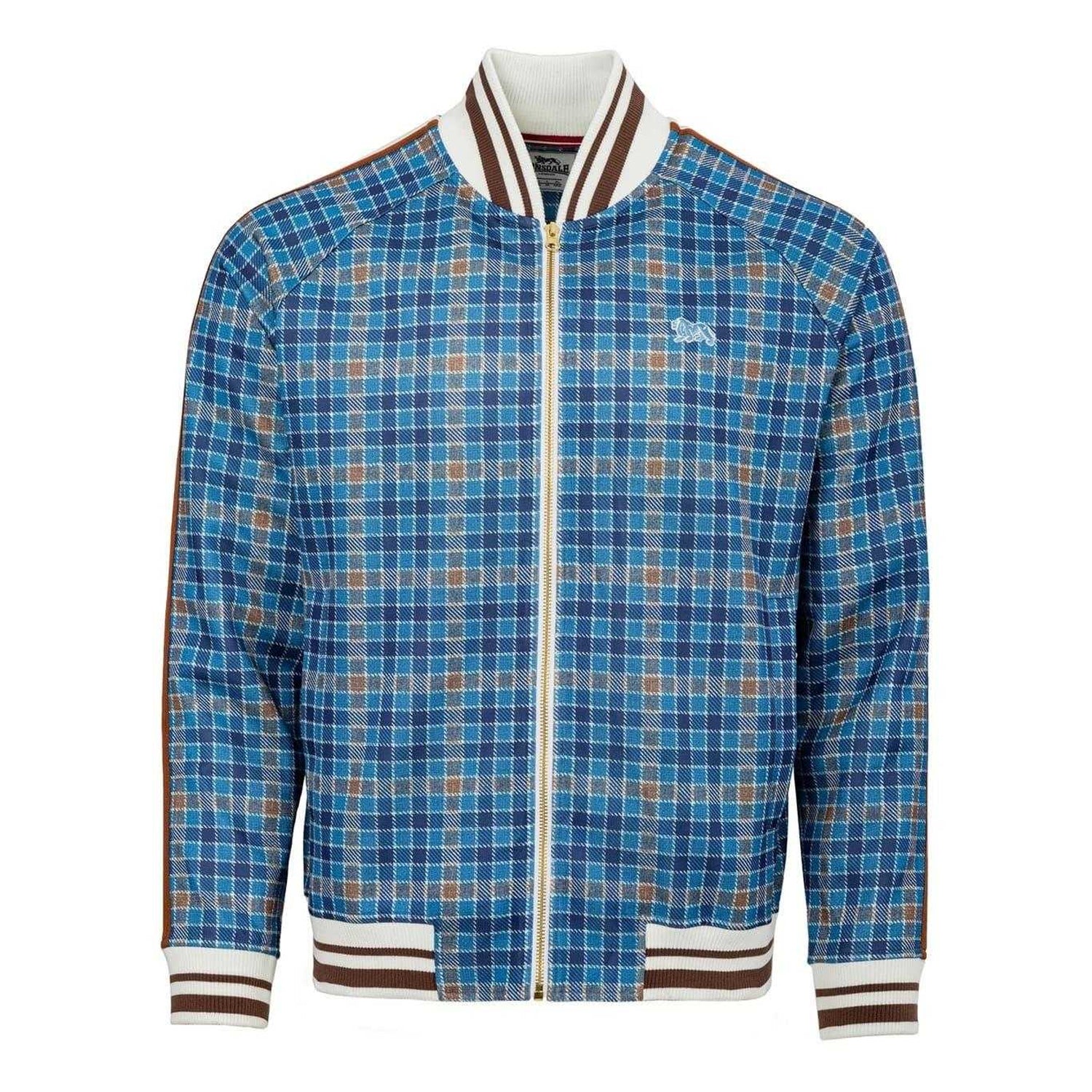 Navy - Back - Lonsdale Mens Check Plaid Tracksuit