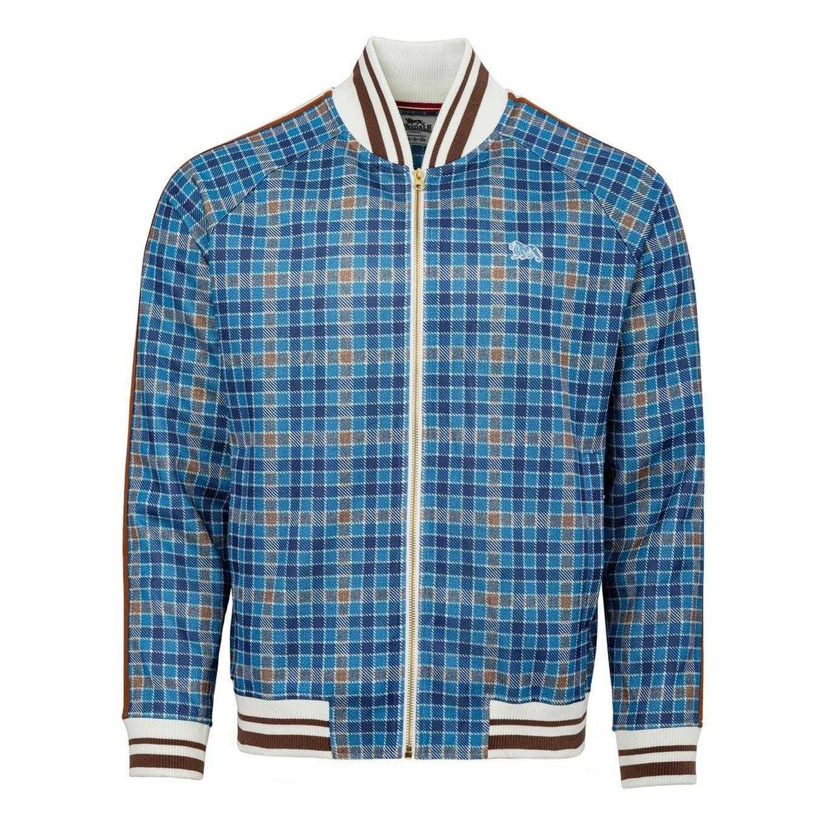 Navy - Back - Lonsdale Mens Check Plaid Tracksuit