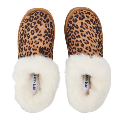 Brown - Lifestyle - Steve Madden Womens-Ladies Chaplin Leopard Print Platform Slippers