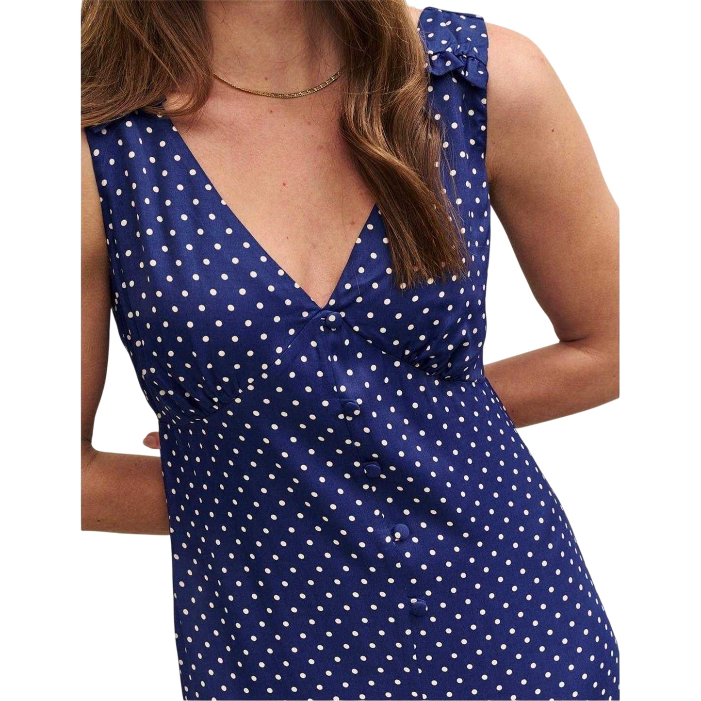 Blue - Side - Nobody´s Child Womens-Ladies Polka Dot V Neck Relaxed Fit Sleeveless Jumpsuit
