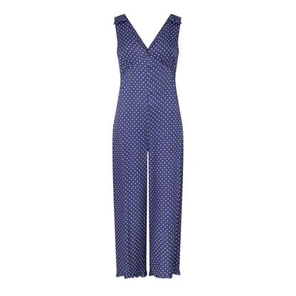 Blue - Front - Nobody´s Child Womens-Ladies Polka Dot V Neck Relaxed Fit Sleeveless Jumpsuit
