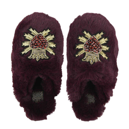 Purple Heart - Side - Biba Womens-Ladies Faux Fur Slippers