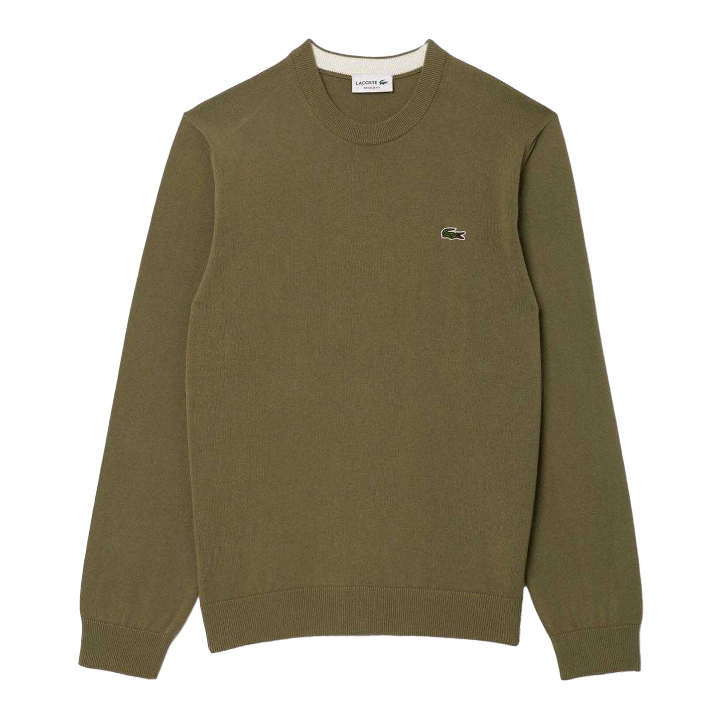 Khaki - Front - Lacoste Mens Monochrome Cotton Crew Neck Sweater Top