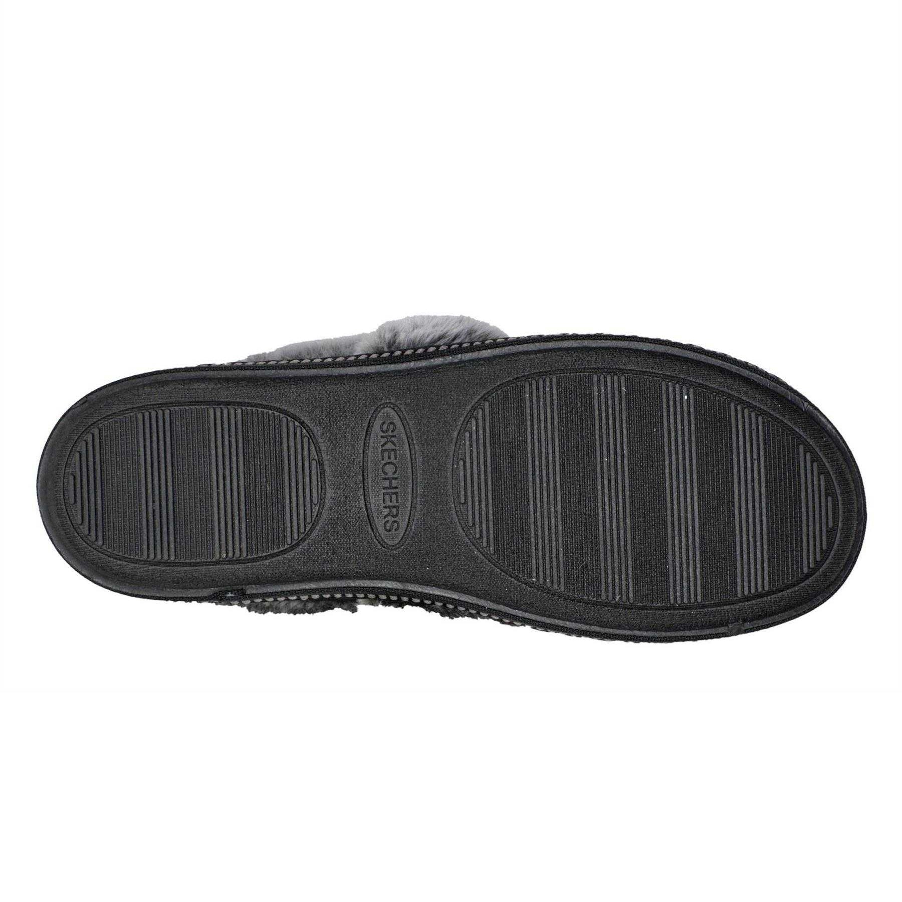 Black - Lifestyle - Skechers Womens-Ladies Cosy CampF Leather Slippers