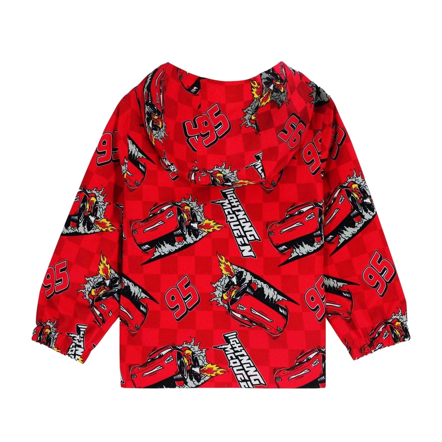 Red - Back - Cars Childrens-Kids Lightning McQueen Lightweight Hooded Jacket