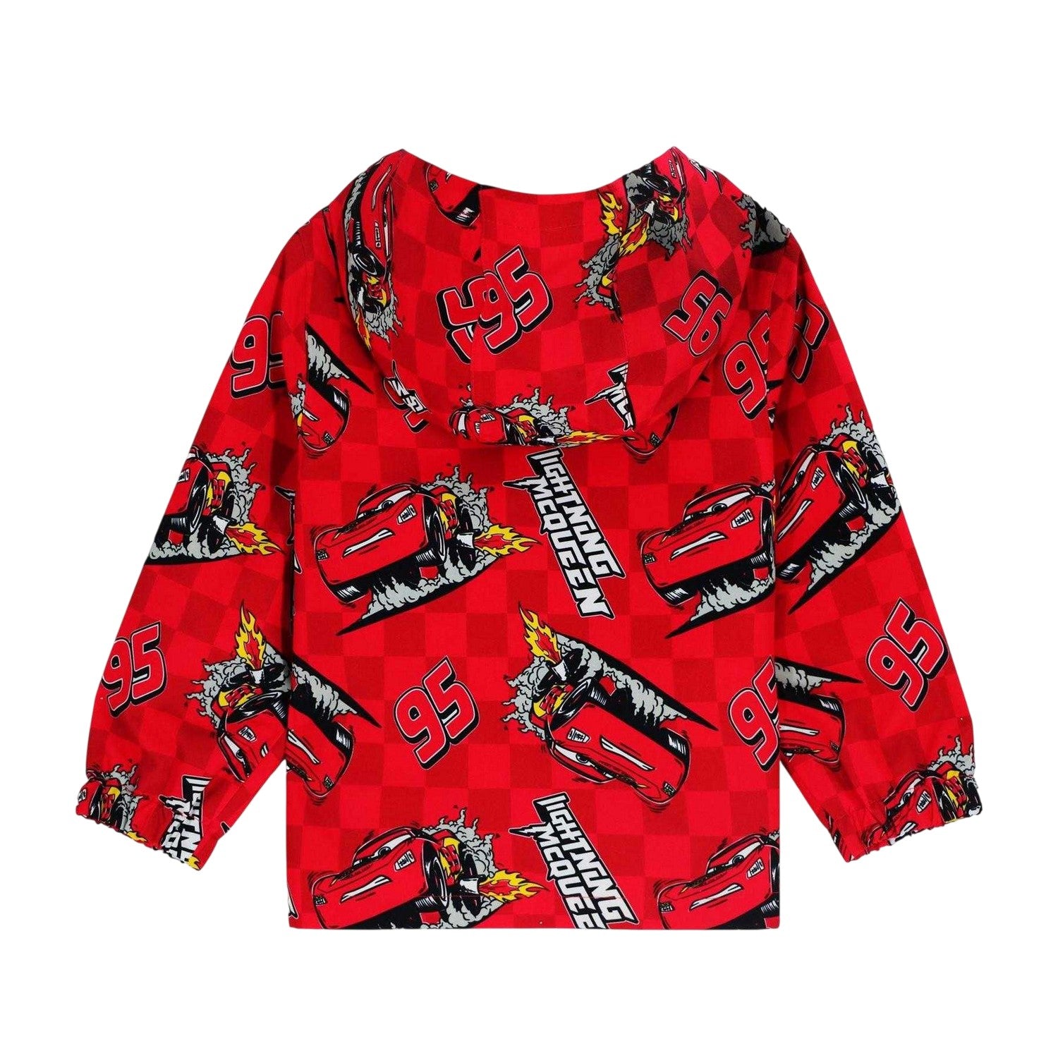 Red - Back - Cars Childrens-Kids Lightning McQueen Lightweight Hooded Jacket
