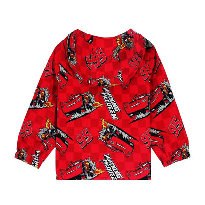 Red - Back - Cars Childrens-Kids Lightning McQueen Lightweight Hooded Jacket