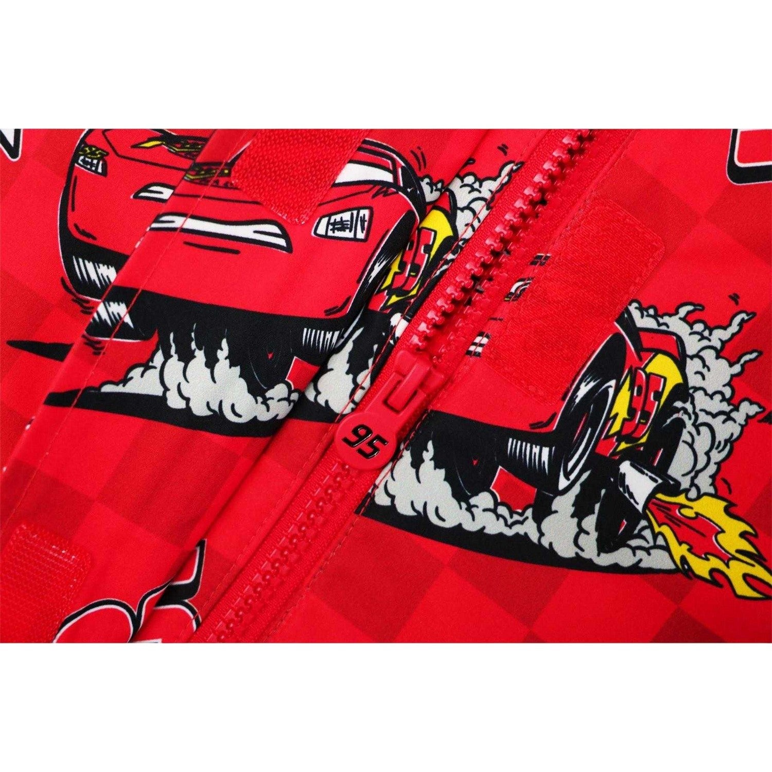 Red - Side - Cars Childrens-Kids Lightning McQueen Lightweight Hooded Jacket