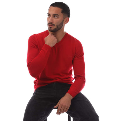 Red - Lifestyle - Boss Mens Batisse V Neck Sweater Top