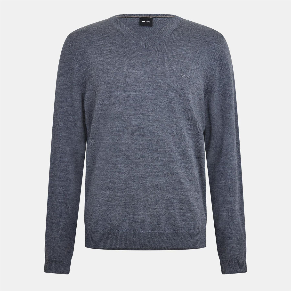 Medium Grey - Front - Boss Mens Batisse V Neck Sweater Top