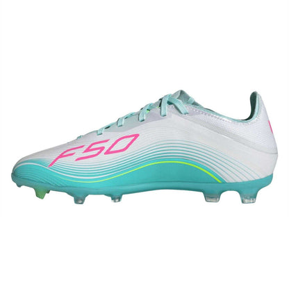 White-Pink-Blue - Side - Adidas Childrens-Kids X Speedportal.3 Firm Ground Football Boots