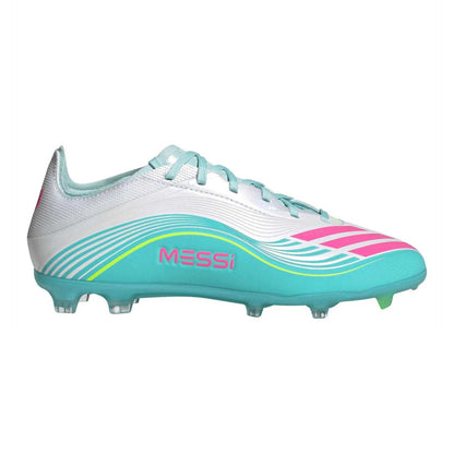 White-Pink-Blue - Front - Adidas Childrens-Kids X Speedportal.3 Firm Ground Football Boots