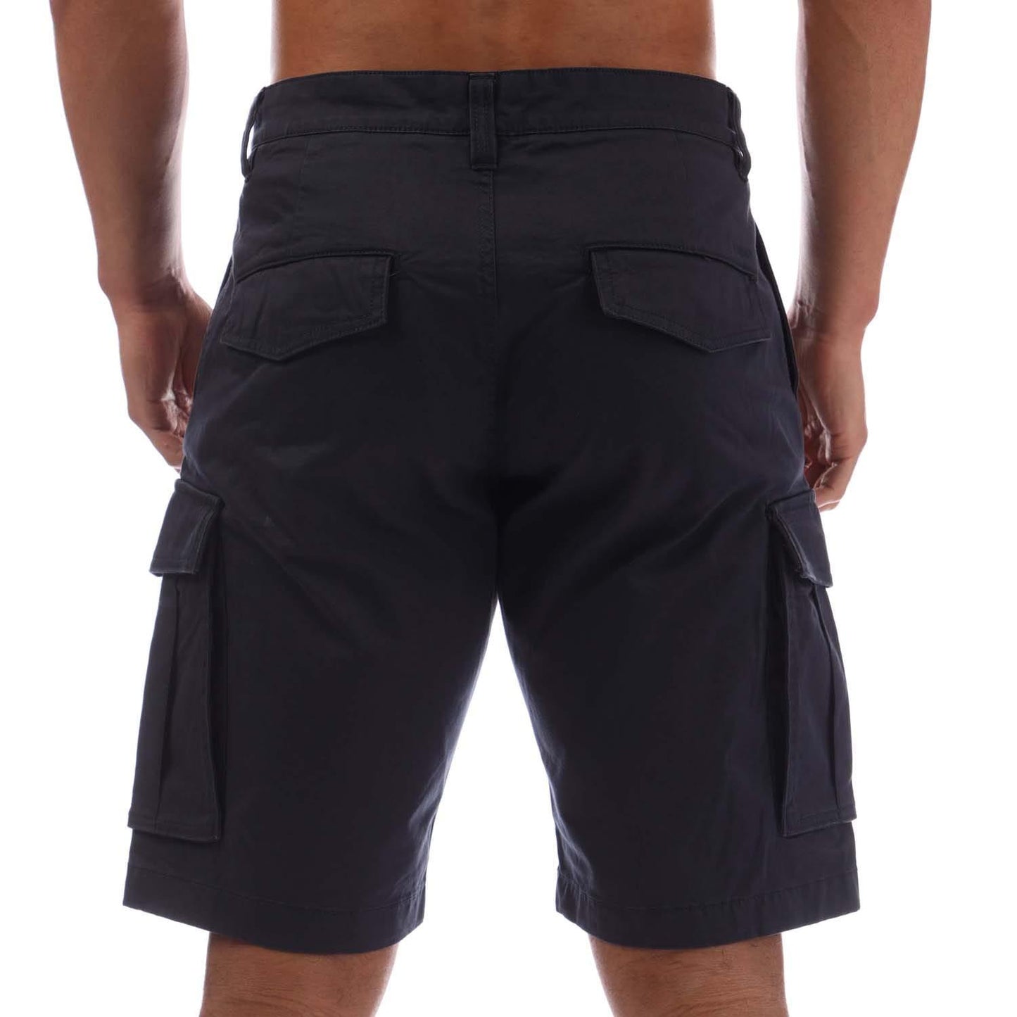 Navy - Back - Gant Mens Twill Relaxed Fit Cargo Shorts