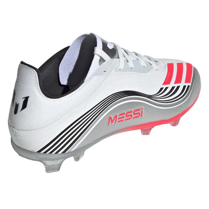 White-Red - Back - Adidas Childrens-Kids F50 Messi Elite Firm Ground Football Boots