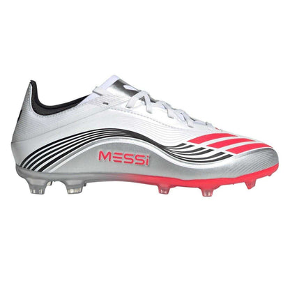White-Red - Front - Adidas Childrens-Kids F50 Messi Elite Firm Ground Football Boots
