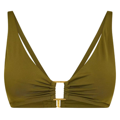 Khaki Green - Front - Ralph Lauren Womens-Ladies Lauren Bikini Top