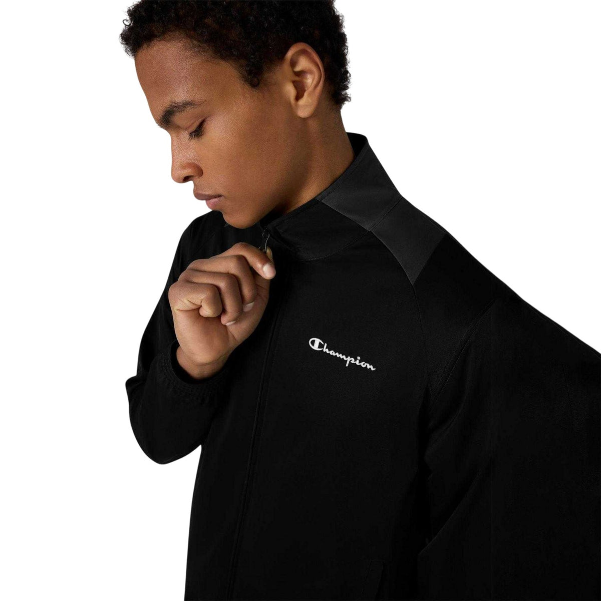 Black - Side - Champion Mens Logo Polyester Tracksuit