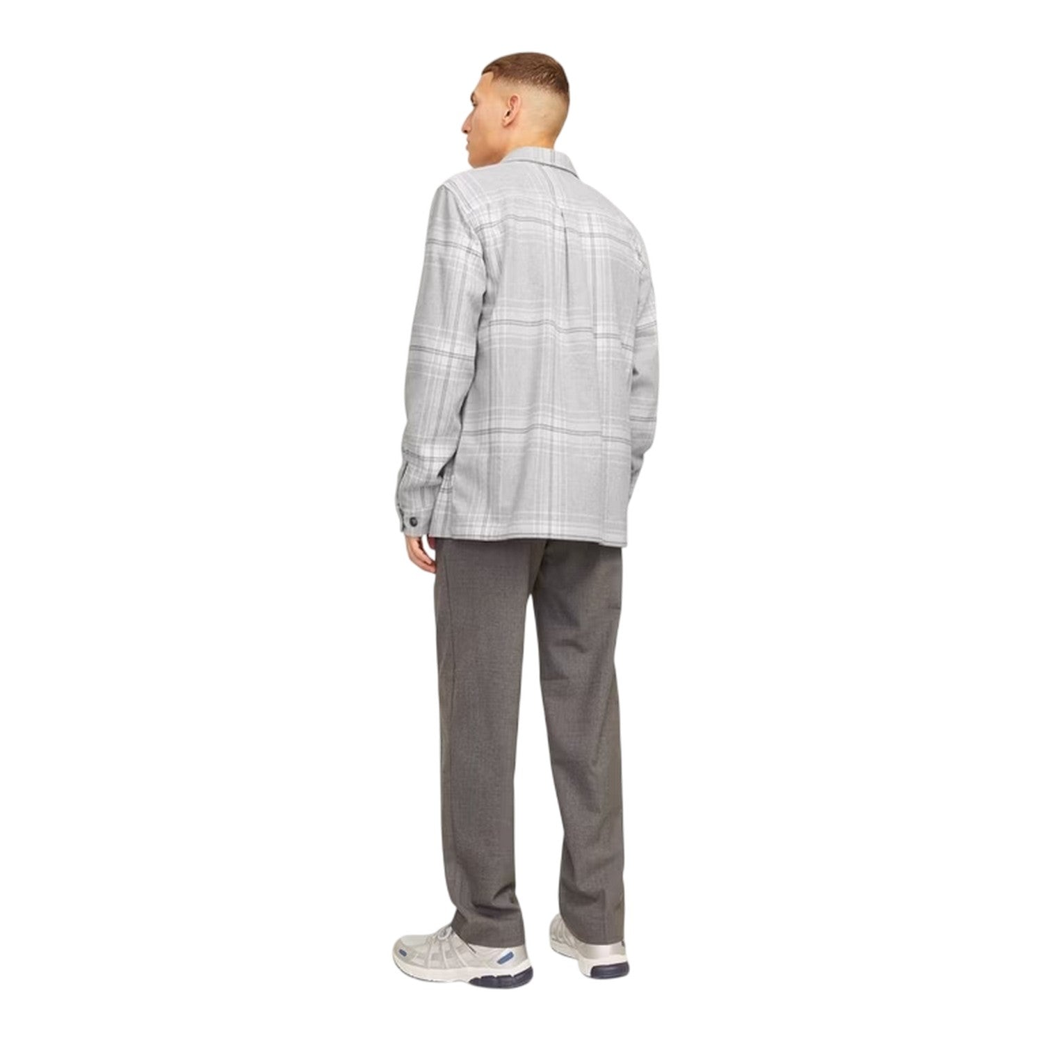 Grey Melange - Back - Jack And Jones Mens Raymond Shacket