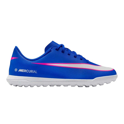 Blue-White-Pink - Front - Nike Childrens-Kids Vapor Ribbed Synthetic Football Astro Turf Trainers