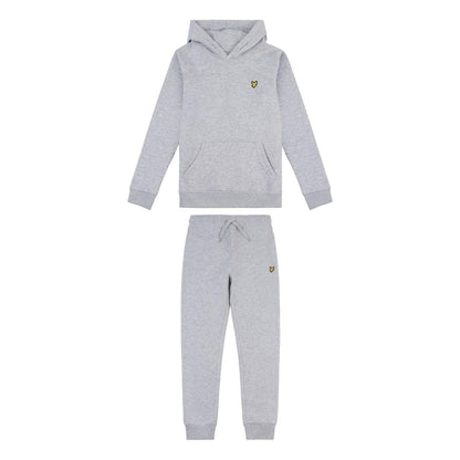 Grey Heather - Front - Lyle & Scott Childrens-Kids Logo Hoodie & Bottom Set Set