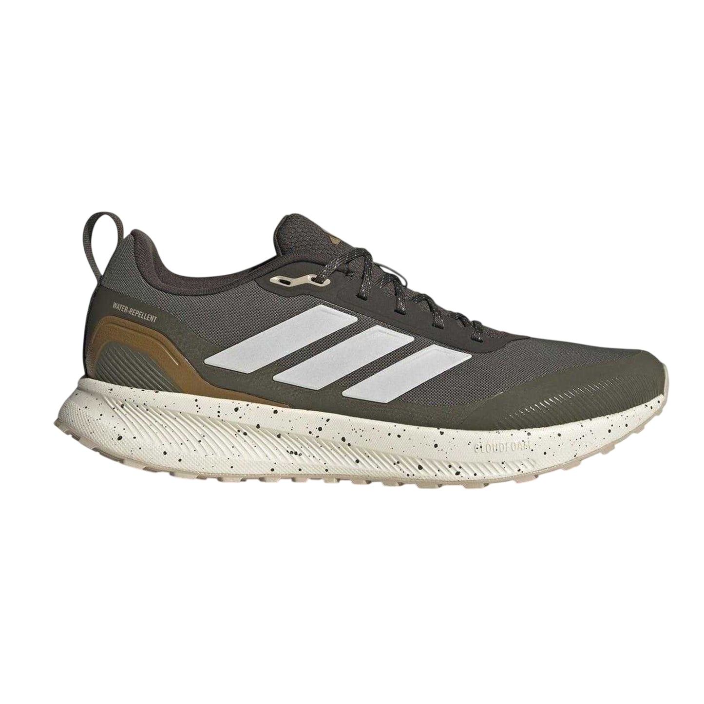 Olive-White - Front - Adidas Mens Runfalcon 5 Water Repellent Trainers