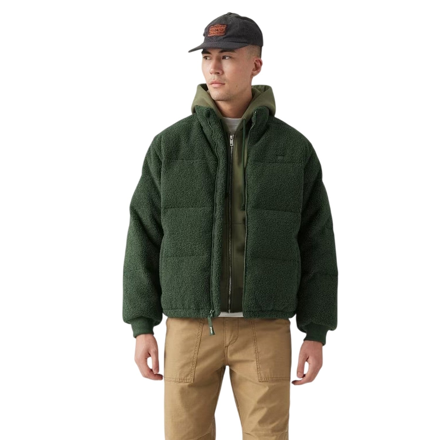 Green - Side - Levis Mens Rocky Quilted Puffer Jacket