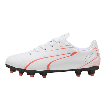 White-Glowing Red - Back - Puma Childrens-Kids Vitoria FG-AG Firm Ground Football Boots