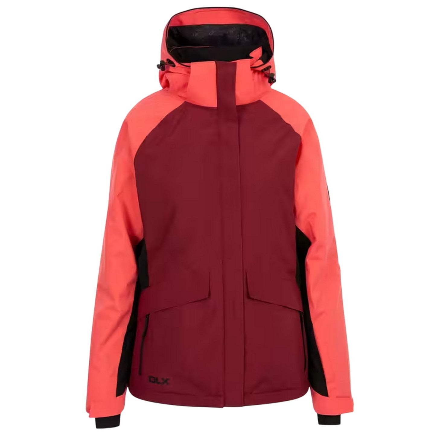 Dark Cherry - Front - DLX Womens-Ladies Colour Block Ski Jacket