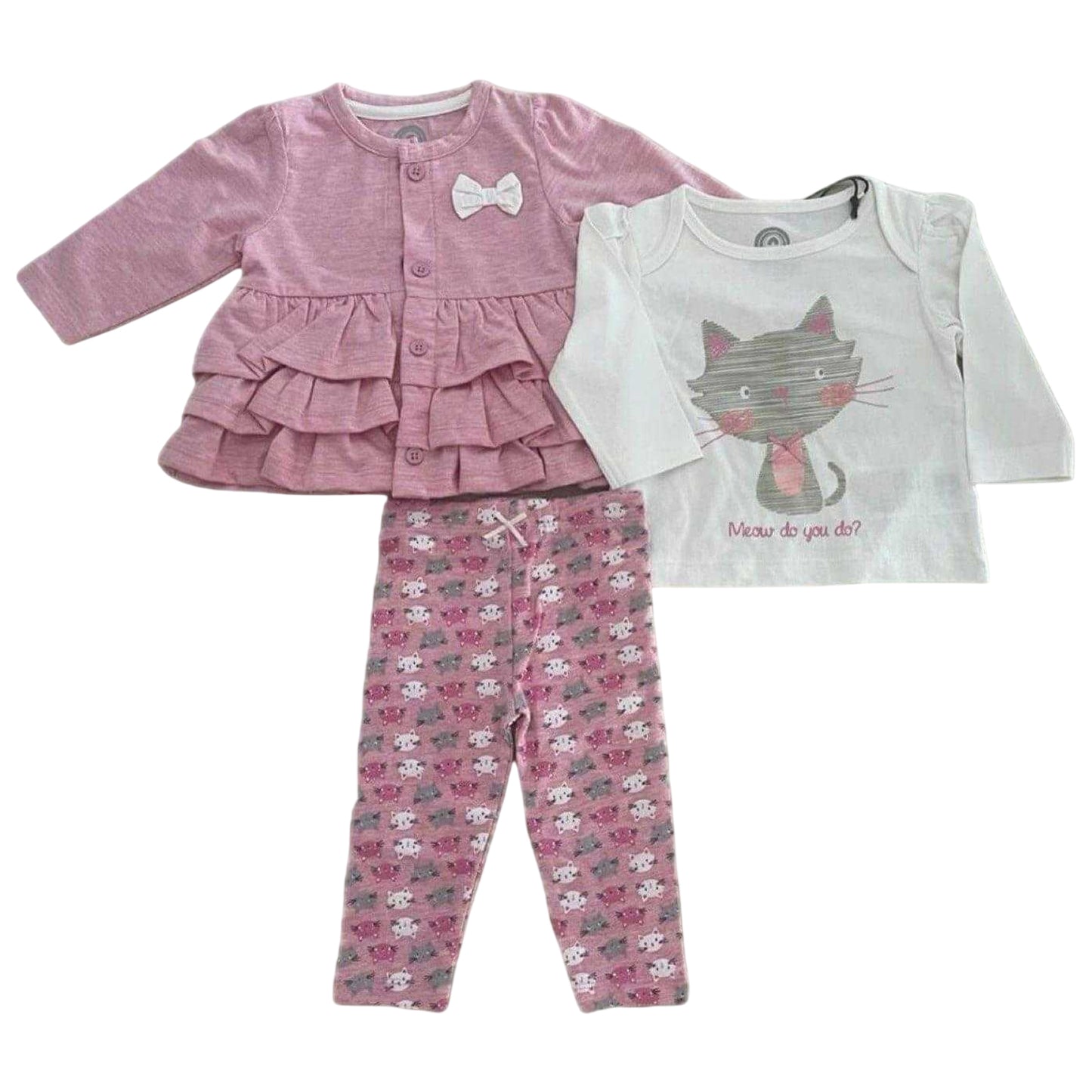 Pink - Front - Hello World Girls Top And Leggings Set