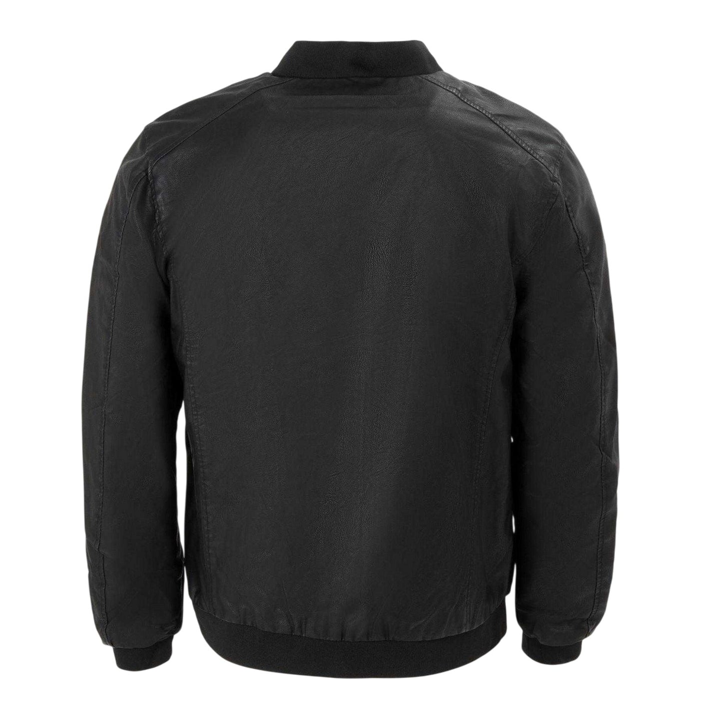 Black - Back - Firetrap Mens Washed Bomber Jacket