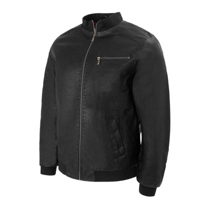 Black - Side - Firetrap Mens Washed Bomber Jacket